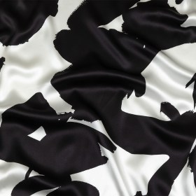 Mood Exclusive Italian White and Black Brushstrokes Silk Charmeuse Mood Exclusive Italian White and Black Brushstrokes Silk Charmeuse