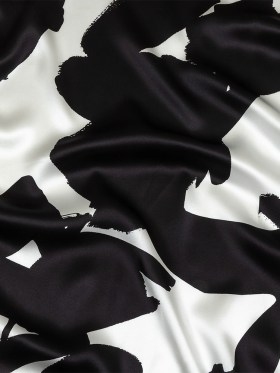 Mood Exclusive Italian White and Black Brushstrokes Silk Charmeuse Mood Exclusive Italian White and Black Brushstrokes Silk Charmeuse