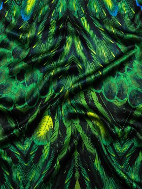 Mood Exclusive Italian Green and Black Feathered Chevrons Silk Charmeuse Panel Mood Exclusive Italian Green and Black Feathered Chevrons Silk Charmeuse Panel