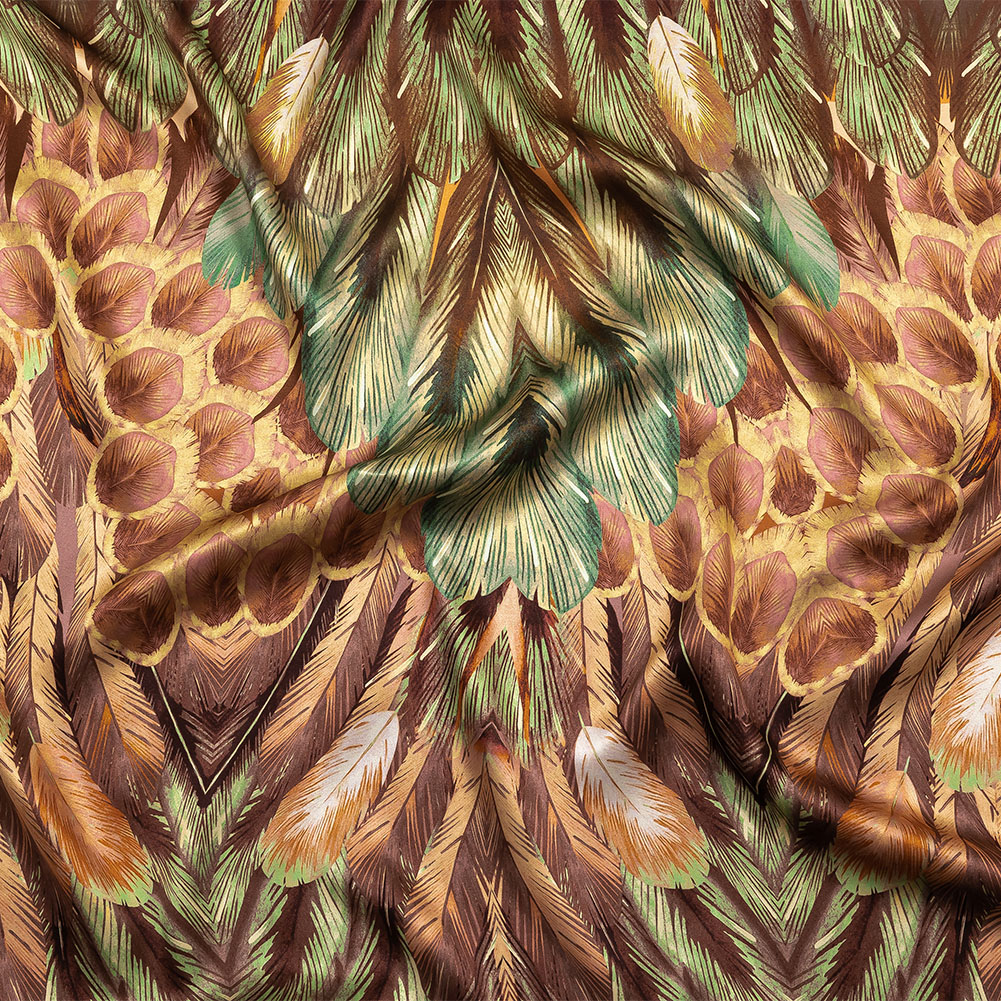 Mood Exclusive Italian Cream Blush and Sage Feathered Chevrons Silk Charmeuse Panel Mood Exclusive Italian Cream Blush and Sage Feathered Chevrons Silk Charmeuse Panel