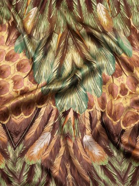 Mood Exclusive Italian Cream Blush and Sage Feathered Chevrons Silk Charmeuse Panel Mood Exclusive Italian Cream Blush and Sage Feathered Chevrons Silk Charmeuse Panel