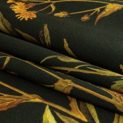 Mood Exclusive Italian Kombu Green, Red and Golden Yellow Botanical Silk Charmeuse Mood Exclusive Italian Kombu Green, Red and Golden Yellow Botanical Silk Charmeuse