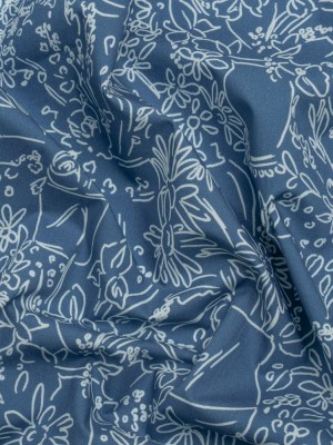 Mood Exclusive Country Blue Potted Pleasantries Cotton Poplin Mood Exclusive Country Blue Potted Pleasantries Cotton Poplin