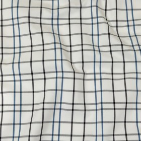 Carolina Herrera Cloud Dancer, Black and Teal Plaid Cotton Twill Carolina Herrera Cloud Dancer, Black and Teal Plaid Cotton Twill