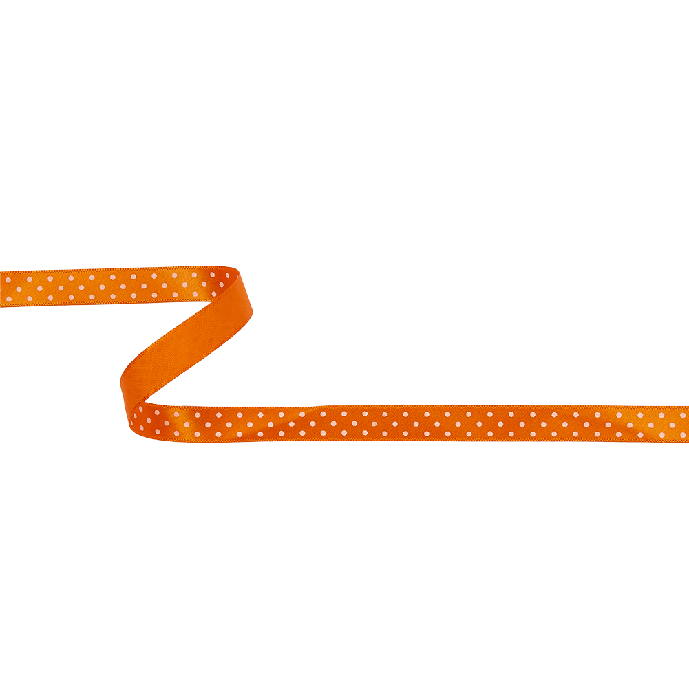 Orange and White Polka Dot Satin Ribbon – 0.375″ Orange and White Polka Dot Satin Ribbon – 0.375″