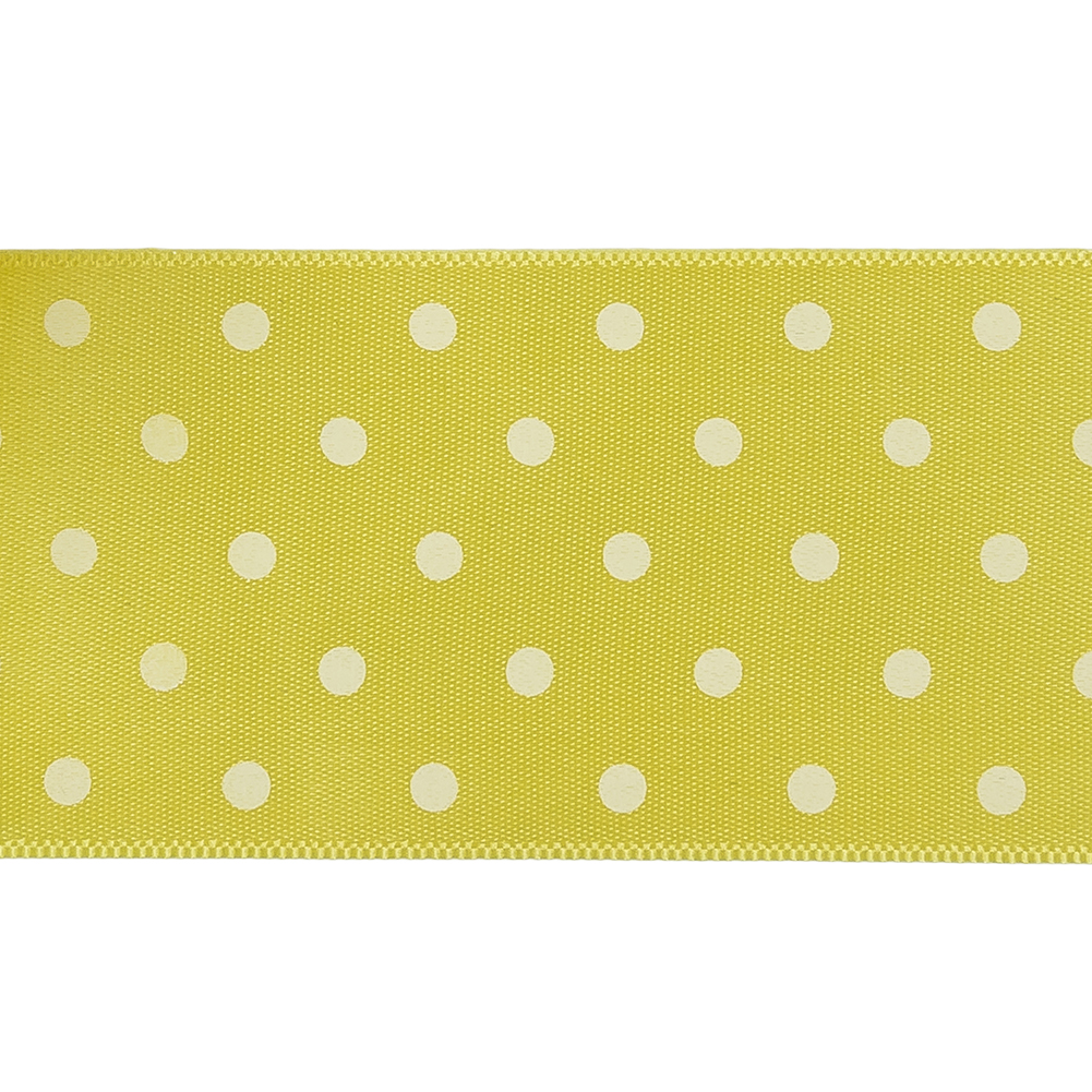 Banana and White Polka Dot Satin Ribbon - 1.5"