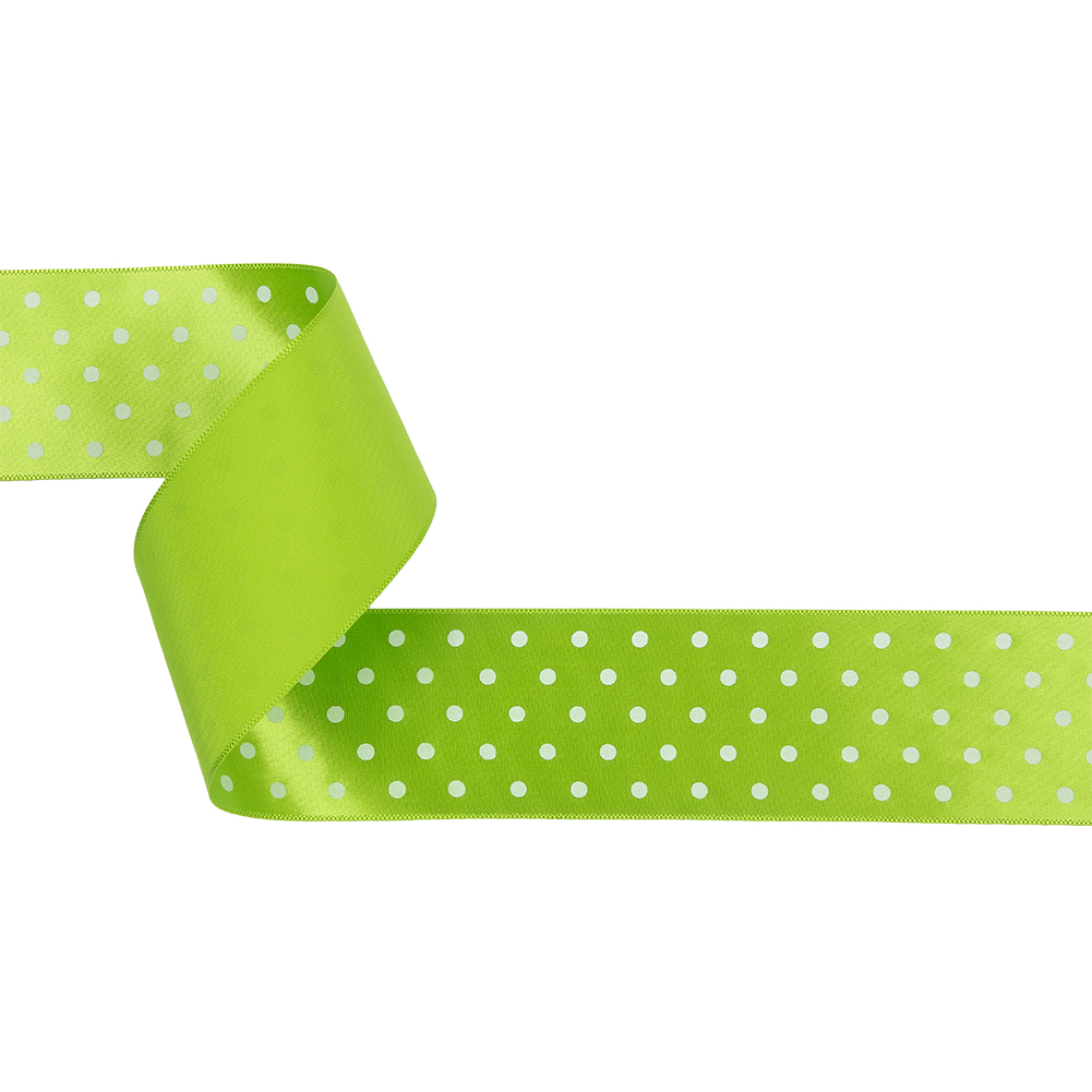 Lime and White Polka Dot Satin Ribbon – 1.5″ Lime and White Polka Dot Satin Ribbon – 1.5″