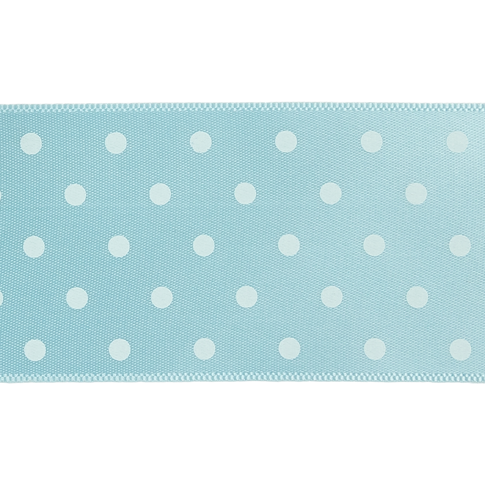 Baby Blue and White Polka Dot Satin Ribbon - 1.5"