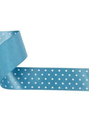 Blue and White Polka Dot Satin Ribbon – 1.5″ Blue and White Polka Dot Satin Ribbon – 1.5″