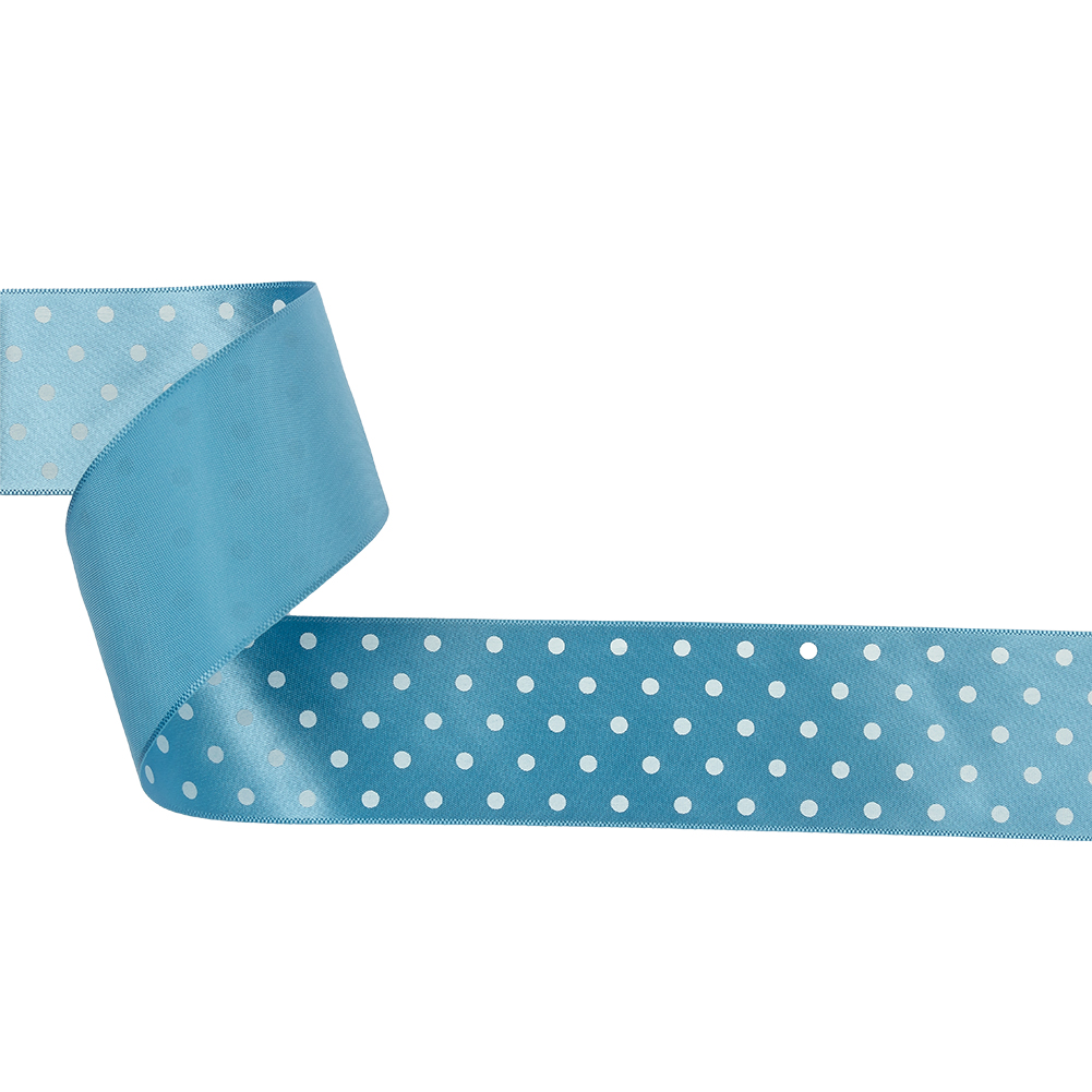 Blue and White Polka Dot Satin Ribbon – 1.5″ Blue and White Polka Dot Satin Ribbon – 1.5″