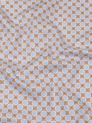 Baby Blue, Brown and Rainy Day Deco Dots Cotton Calico Baby Blue, Brown and Rainy Day Deco Dots Cotton Calico