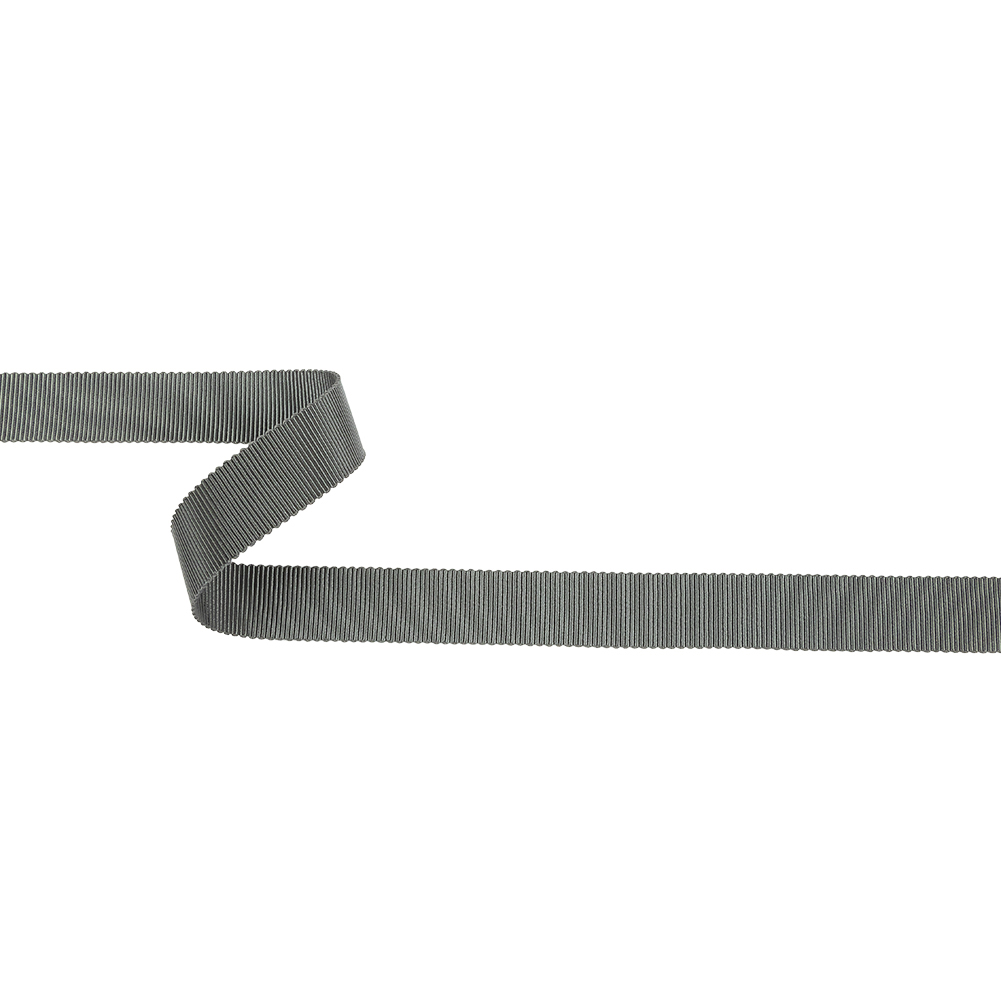 Forged Iron Recycled Polyester Petersham Grosgrain Ribbon – 15mm Forged Iron Recycled Polyester Petersham Grosgrain Ribbon – 15mm