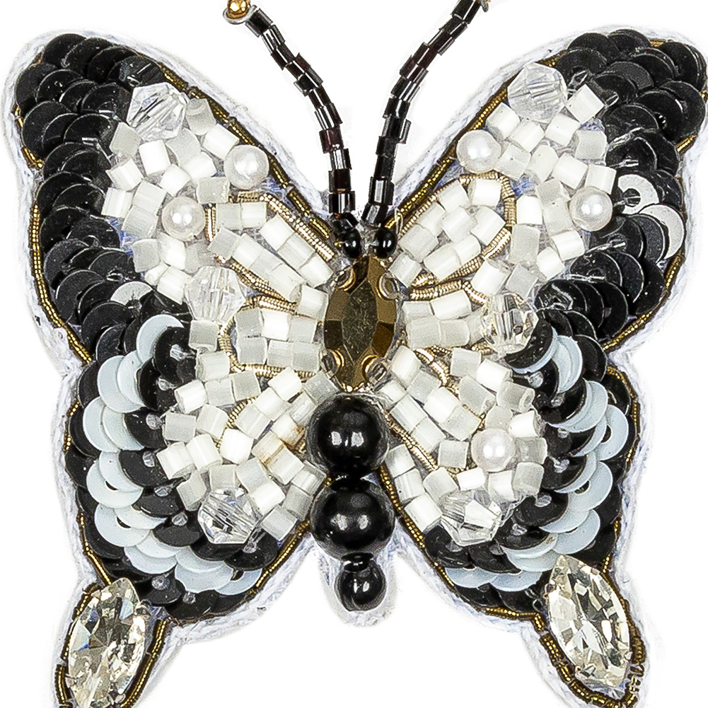 Black and White Butterfly Rhinestone and Glass Beaded Applique – 2.25″ X 2″ Black and White Butterfly Rhinestone and Glass Beaded Applique – 2.25″ X 2″