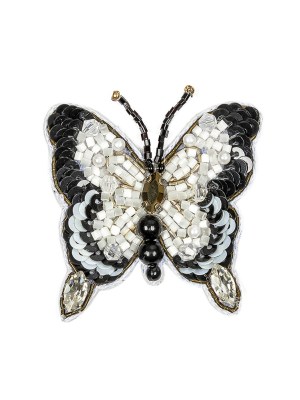 Black and White Butterfly Rhinestone and Glass Beaded Applique – 2.25″ X 2″ Black and White Butterfly Rhinestone and Glass Beaded Applique – 2.25″ X 2″