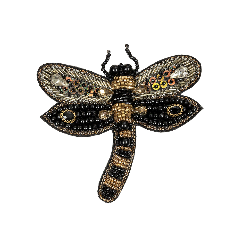 Black and Gold Dragonfly Rhinestone and Glass Beaded Applique – 3.375″ X 3.5″ Black and Gold Dragonfly Rhinestone and Glass Beaded Applique – 3.375″ X 3.5″
