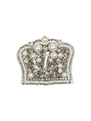 White and Silver Pearled Crown Rhinestone and Glass Beaded Applique – 1.625″ X 2″ White and Silver Pearled Crown Rhinestone and Glass Beaded Applique – 1.625″ X 2″
