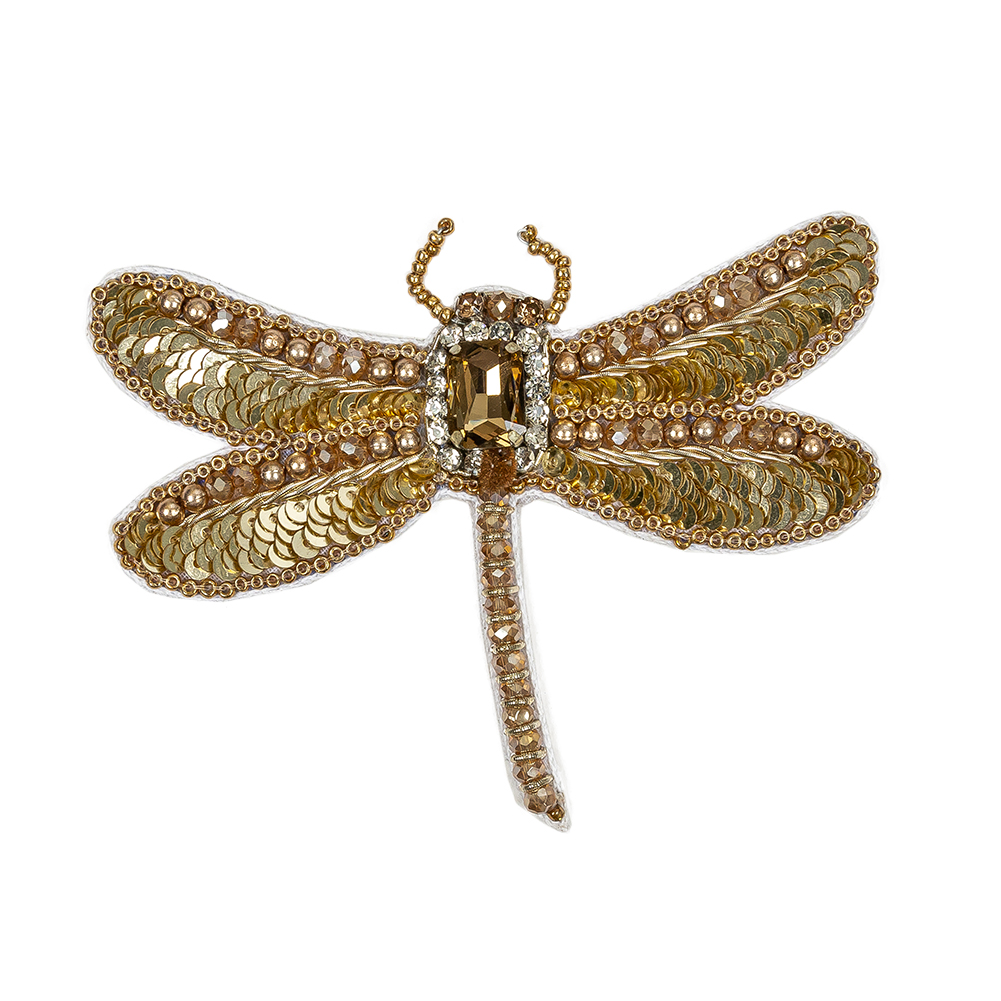 Gold and Champagne Dragonfly Rhinestone and Glass Beaded Applique – 3.25″ X 4.125″ Gold and Champagne Dragonfly Rhinestone and Glass Beaded Applique – 3.25″ X 4.125″