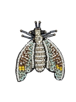 Blue Glow, Adobe and White Fly Rhinestone and Glass Beaded Applique – 2.375″ X 1.875″ Blue Glow, Adobe and White Fly Rhinestone and Glass Beaded Applique – 2.375″ X 1.875″