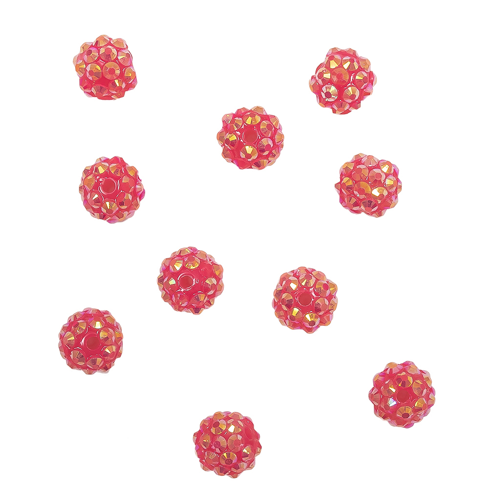 Fuchsia AB Rhinestone and Resin Faceted 12mm Beads – 10pc Fuchsia AB Rhinestone and Resin Faceted 12mm Beads – 10pc