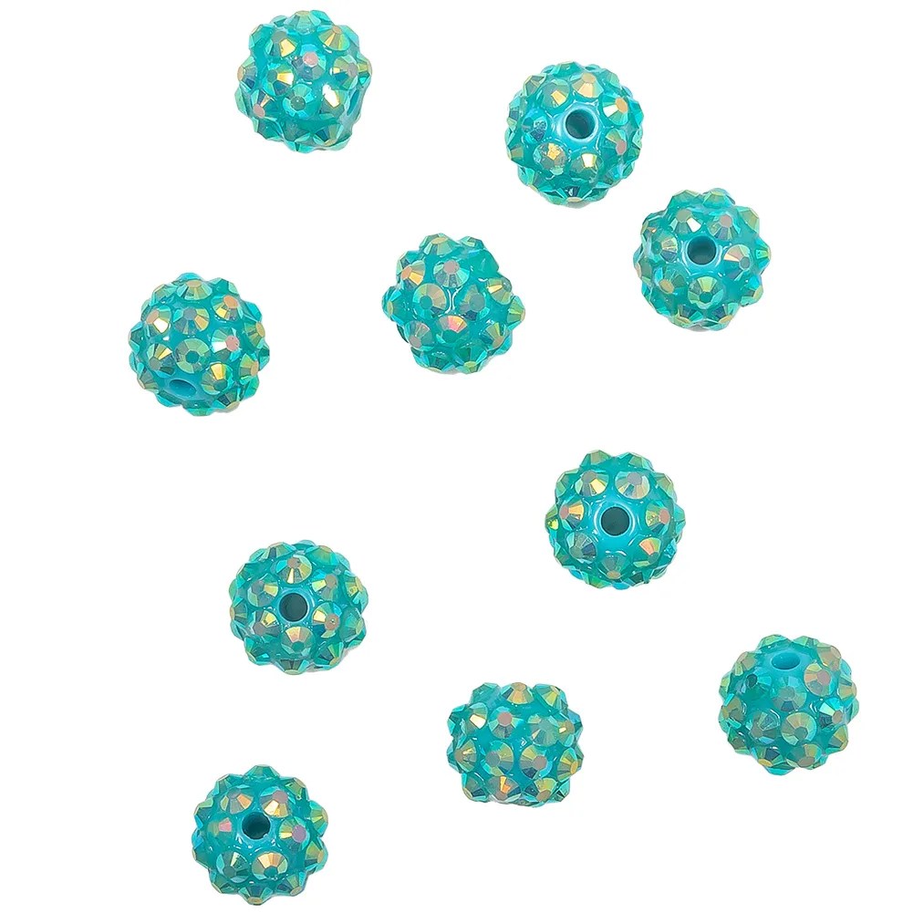 Turquoise AB Rhinestone and Resin Faceted 12mm Beads – 10pc Turquoise AB Rhinestone and Resin Faceted 12mm Beads – 10pc