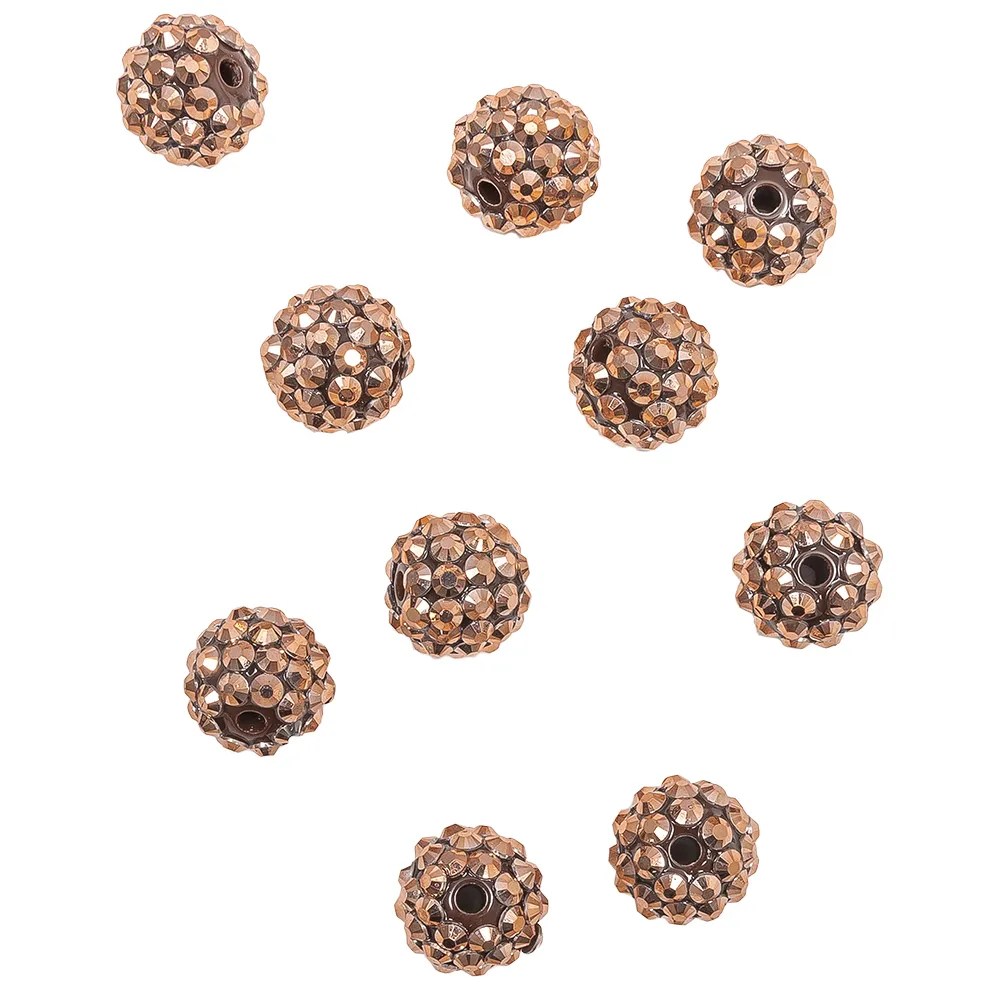 Copper Rhinestone and Resin Faceted 14mm Beads – 10pc Copper Rhinestone and Resin Faceted 14mm Beads – 10pc