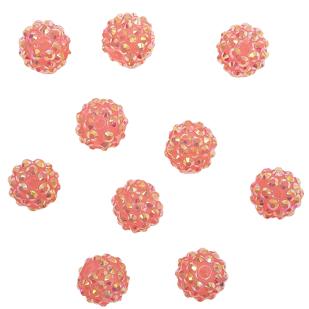 Pink AB Rhinestone and Resin Faceted 14mm Beads – 10pc Pink AB Rhinestone and Resin Faceted 14mm Beads – 10pc