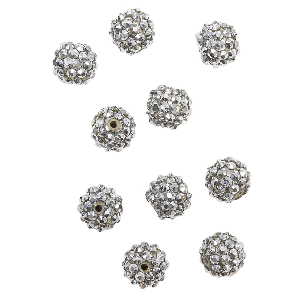 Silver AB Rhinestone and Resin Faceted 14mm Beads – 10pc Silver AB Rhinestone and Resin Faceted 14mm Beads – 10pc