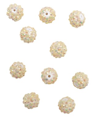White AB Rhinestone and Resin Faceted 14mm Beads – 10pc White AB Rhinestone and Resin Faceted 14mm Beads – 10pc