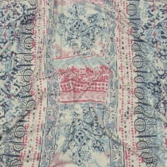 Blue Gray, Pink and White Abstract Patchwork Stretch Polyester ITY Jersey Panel Blue Gray, Pink and White Abstract Patchwork Stretch Polyester ITY Jersey Panel