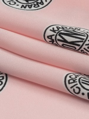 Donna Karan Pink, Black and White Logo Tokens Crepe de Chine Donna Karan Pink, Black and White Logo Tokens Crepe de Chine