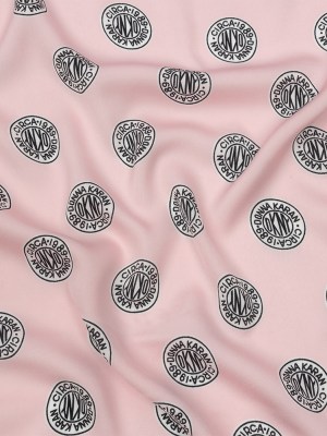 Donna Karan Pink, Black and White Logo Tokens Crepe de Chine Donna Karan Pink, Black and White Logo Tokens Crepe de Chine
