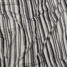 Cool Gray and Off White Painterly Stripes Stretch Rayon Jersey Cool Gray and Off White Painterly Stripes Stretch Rayon Jersey