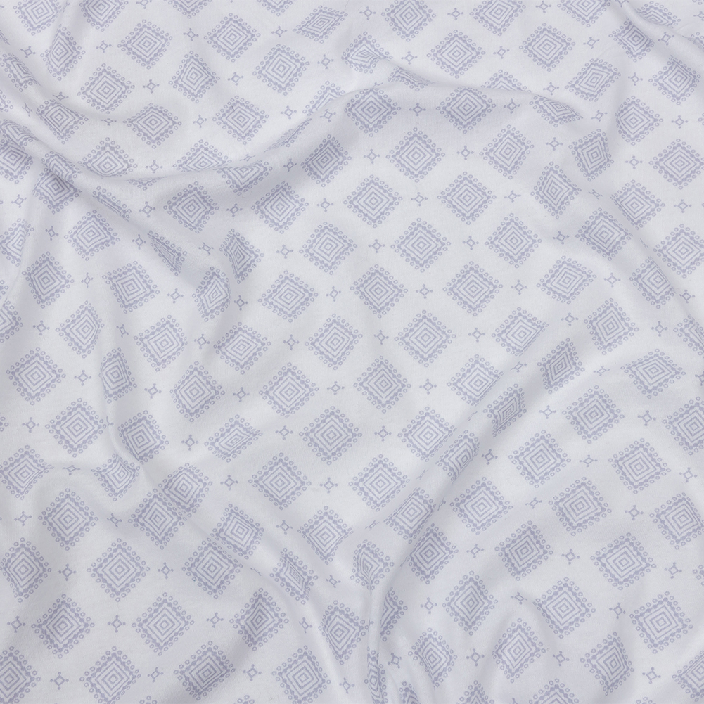 Lilac and White Decorated Diamonds Cotton Jersey Lilac and White Decorated Diamonds Cotton Jersey