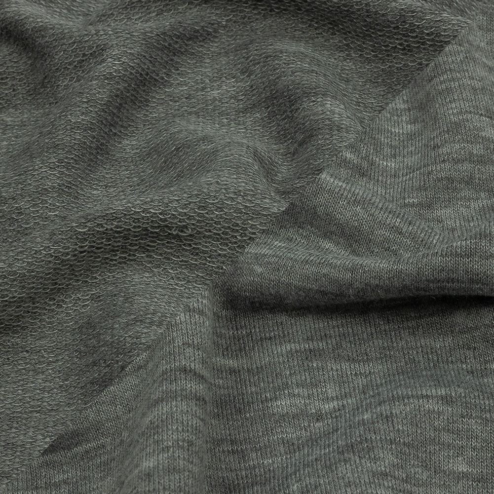 Heathered Gray Lightweight Stretch Recycled Polyester French Terry