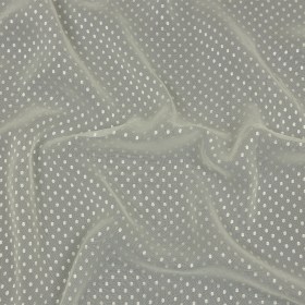 Famous Australian Designer Lead Crystal Embroidered Dots and Diagonal Striped Polyester and Viscose Chiffon Famous Australian Designer Lead Crystal Embroidered Dots and Diagonal Striped Polyester and Viscose Chiffon