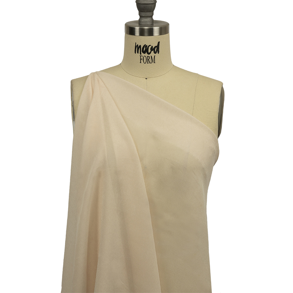 Famous Australian Designer Cream Peach Viscose Georgette Famous Australian Designer Cream Peach Viscose Georgette