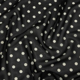 Famous Australian Designer Black and White Polka Dots Polyester Georgette Famous Australian Designer Black and White Polka Dots Polyester Georgette