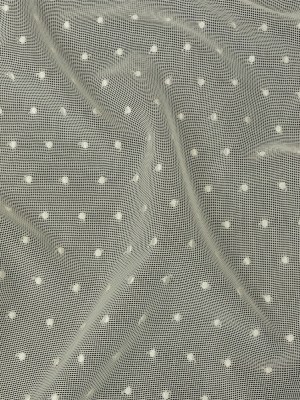 Famous Australian Designer White Sand Embroidered Polka Dots Woven Mesh Famous Australian Designer White Sand Embroidered Polka Dots Woven Mesh