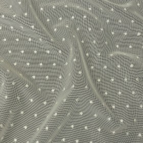 Famous Australian Designer White Sand Embroidered Polka Dots Woven Mesh Famous Australian Designer White Sand Embroidered Polka Dots Woven Mesh