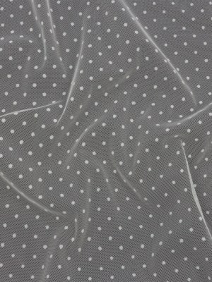 Famous Australian Designer Ivory Flocked Dots Polyester Mesh Famous Australian Designer Ivory Flocked Dots Polyester Mesh