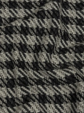 Famous Designer Charcoal and White Shepherd’s Plaid Fulled Wool Twill Coating Famous Designer Charcoal and White Shepherd’s Plaid Fulled Wool Twill Coating