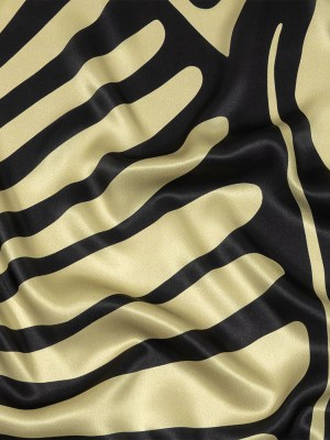 Italian Black and Beige Oversized Leaves Silk Charmeuse Italian Black and Beige Oversized Leaves Silk Charmeuse