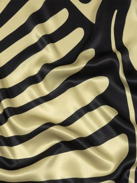 Italian Black and Beige Oversized Leaves Silk Charmeuse Italian Black and Beige Oversized Leaves Silk Charmeuse