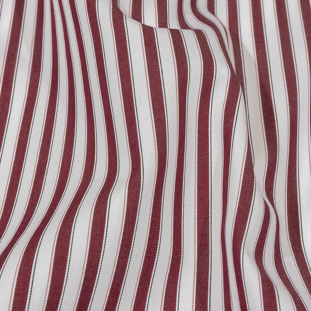 Balenciaga Italian Burgundy and White Striped Cotton Poplin Balenciaga Italian Burgundy and White Striped Cotton Poplin