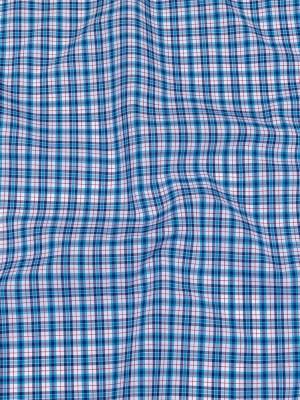 Balenciaga Italian Blue, White and True Red Plaid Cotton Shirting Balenciaga Italian Blue, White and True Red Plaid Cotton Shirting