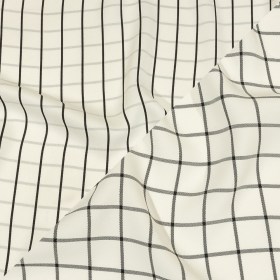 Balenciaga Italian Sugar Swizzle and Black Checks and Stripes Double Face Creped Viscose Twill Balenciaga Italian Sugar Swizzle and Black Checks and Stripes Double Face Creped Viscose Twill