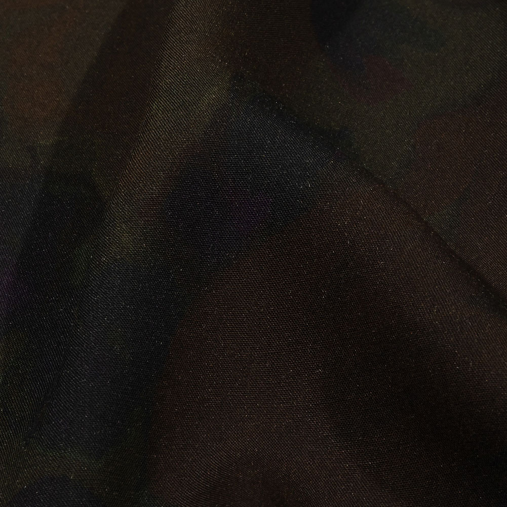 Balenciaga Italian Dark Red, Purple and Green Overdyed Floral Viscose Poplin