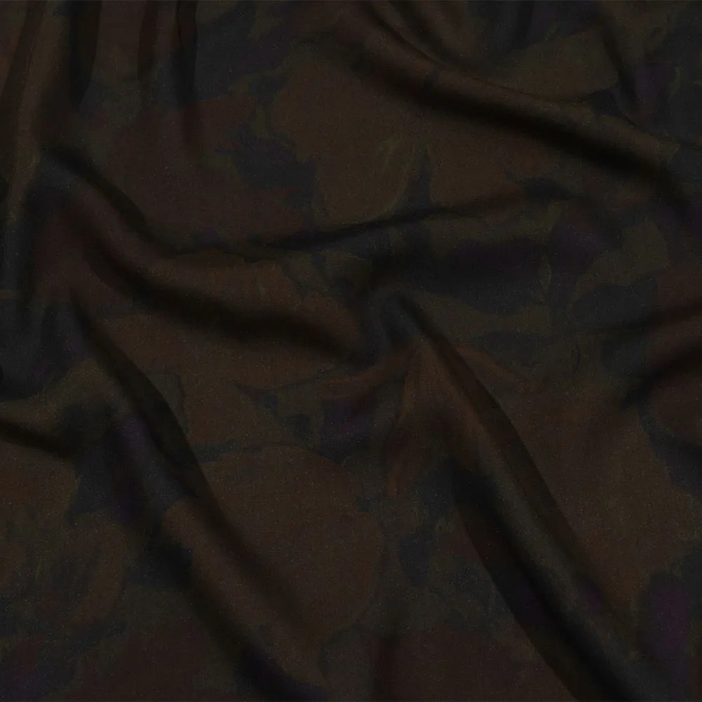 Balenciaga Italian Dark Red, Purple and Green Overdyed Floral Viscose Poplin Balenciaga Italian Dark Red, Purple and Green Overdyed Floral Viscose Poplin