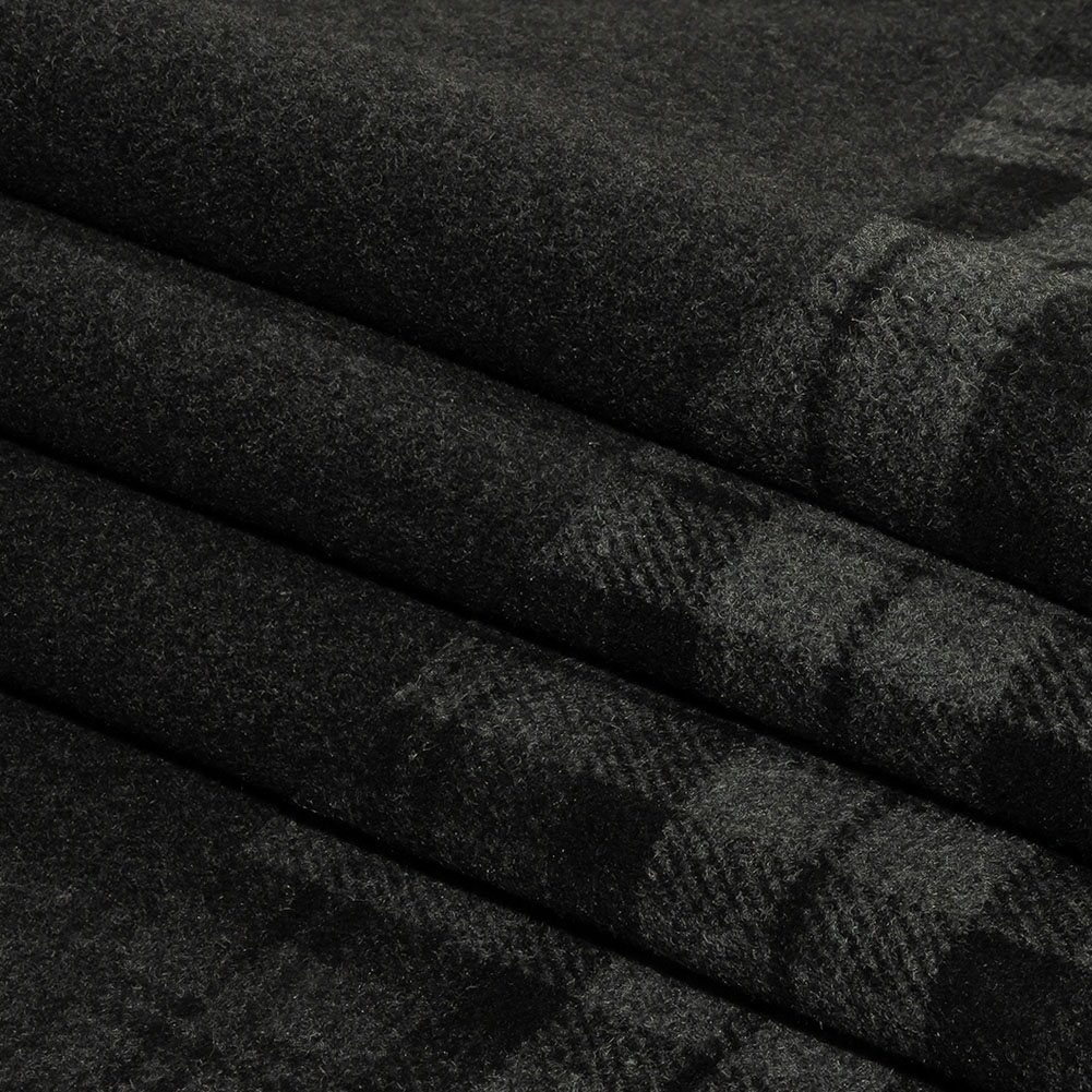 Balenciaga Italian Black and Raven Tartan Cashmere and Wool Blend Double Cloth Coating Balenciaga Italian Black and Raven Tartan Cashmere and Wool Blend Double Cloth Coating