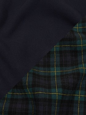 Balenciaga Italian Navy, Green and Yellow Tartan Brushed Double Cloth Blended Wool and Cashmere Twill Coating Balenciaga Italian Navy, Green and Yellow Tartan Brushed Double Cloth Blended Wool and Cashmere Twill Coating